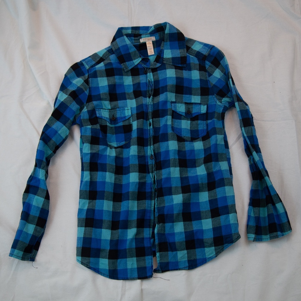 Ambiance Apparel Blue Plaid Long sleeve